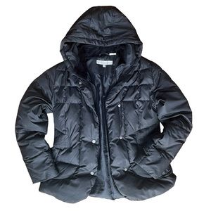 Larry Levine Women’s Used Button-Up Full Zip Down Jacket Black Medium